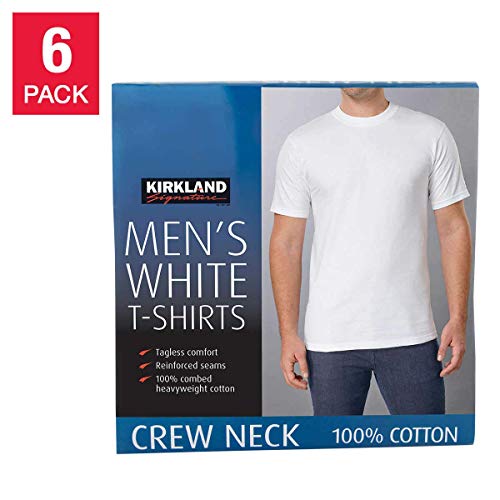 Kirkland Signature Men's Crew Neck T-Shirts 100% Cotton (Pack of 6)