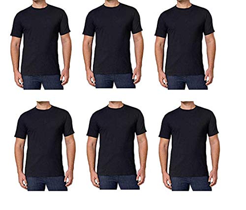 Kirkland Signature Men’s Crew 100% Cotton Tagless Neck Tee, 6-Pack (Black