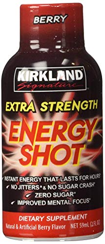 Kirkland Signature Extra Strength Energy Shot, Dietary Supplement: 96 Bottles Variety Pack of 2 Fl Oz