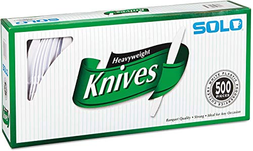 Heavyweight Plastic Cutlery, 500/Carton, Knives, White, 7 in