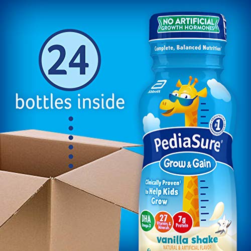 PediaSure Grow & Gain with Immune Support, Kids Protein Shake, 27 Vitamins and Minerals, 7g Protein, Helps Kids Catch Up On Growth, Non-GMO, Gluten-Free, Vanilla, 8 Fl Oz (Pack of 24)