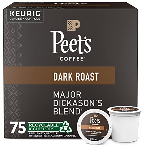 Peet's Coffee Major Dickason's Blend K-Cup Coffee Pods for Keurig Brewers, Dark Roast.