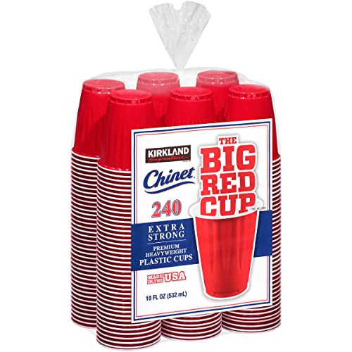 Kirkland Signature Chinet 18 Oz Red Plastic Cups (240Count),, ()