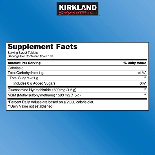 Kirkland KJUJY, Extra Strength Glucosamine HCI with MSM 375 Count (Pack of 4)