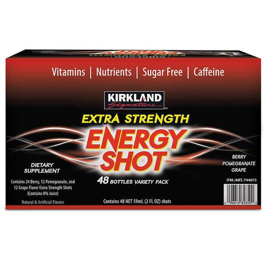 Kirkland Signature Extra Strength Energy Shot Berry, Pomeganate and Grape, 2 oz, 48 Count