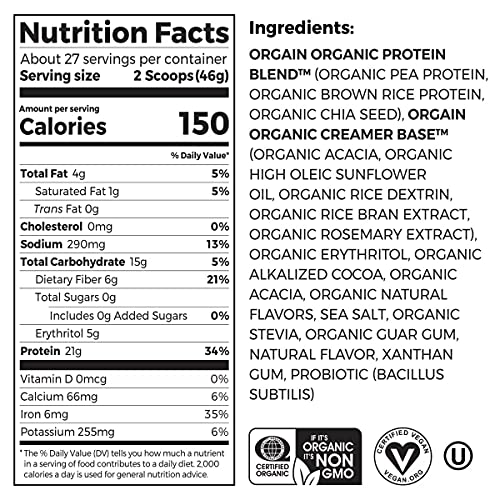 Orgain Organic Plant-Based Protein Powder, Creamy Chocolate Fudge, 2.74 Pound (0)