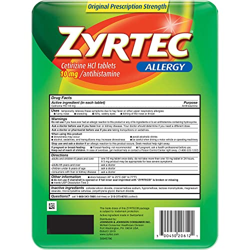 Zyrtec Tablets, 10 Mg (120 Count)