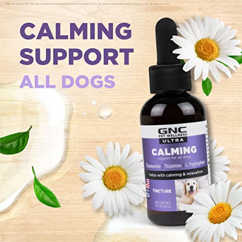 GNC Ultra for Pets Calming Oil Tincture for Dogs, 2 fl. oz | Calming Drops for Dogs | Dog Supplements for Anxiety Supplements for Pets with Stress | Dog Supplements