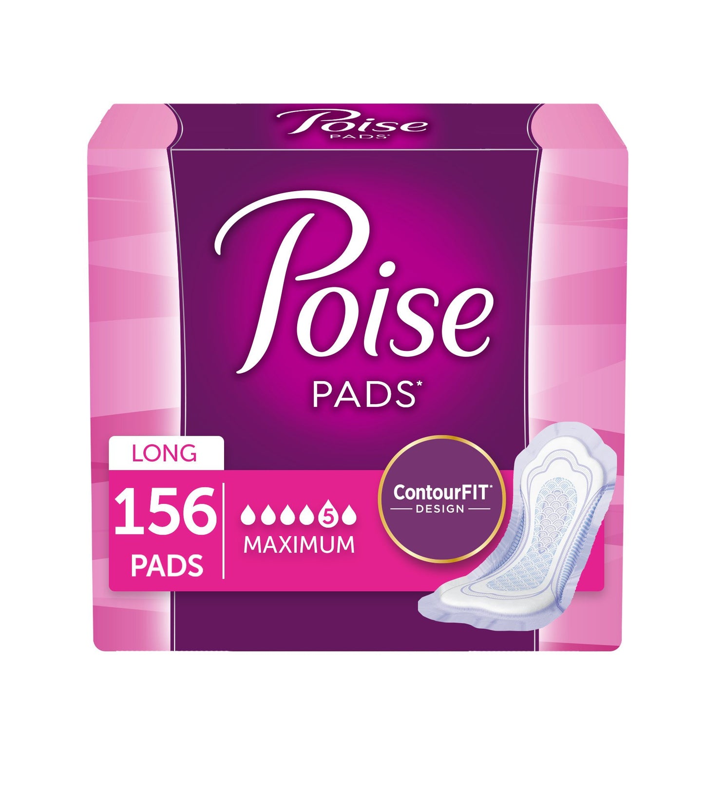 Poise Incontinence Pads, Maximum Absorbency, Long, (Packaging May Vary) 39 Count (Pack of 4)